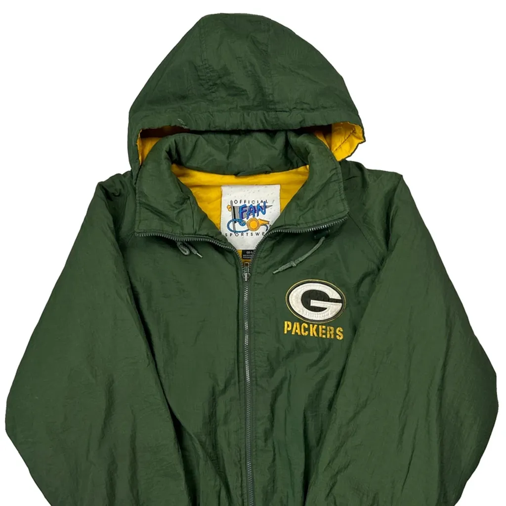Packers Fan Spellout Windbreaker - Large Green Nylon - Image 5