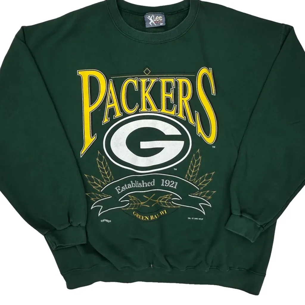Packers Lee Sport Football Sweatshirt - XL Green Cotton - Image 5