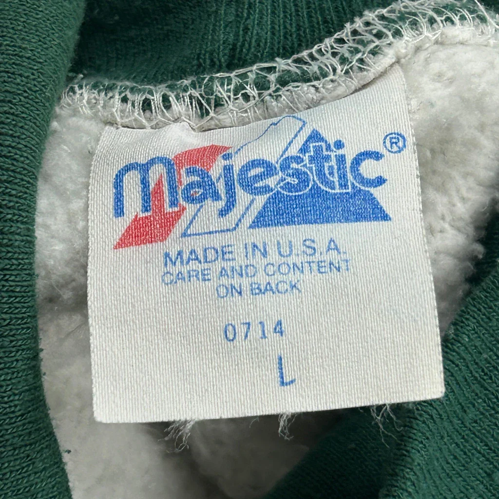 Packers Majestic Made In USA Sweatshirt - Large Grey Cotton - Image 3