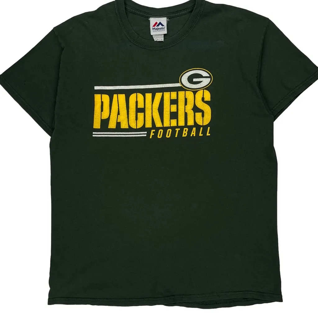 Packers Majestic Football T-Shirt - Large Green Cotton - Image 5