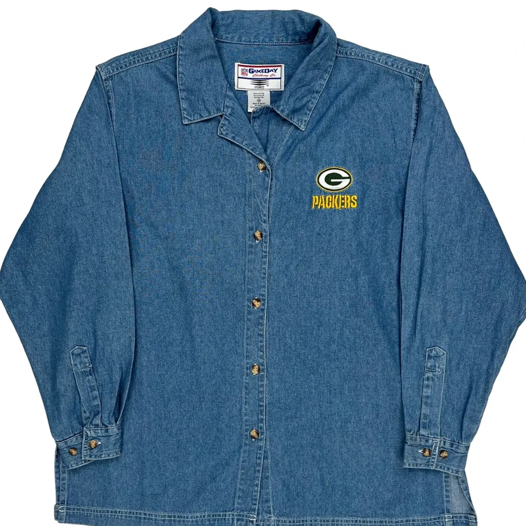 Packers Moretz Nfl Denim Shirt - Medium Blue Cotton - Image 4