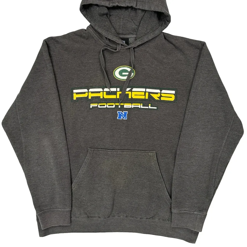 Packers Nfl Football Hoodie - Large Grey Cotton Blend - Image 5