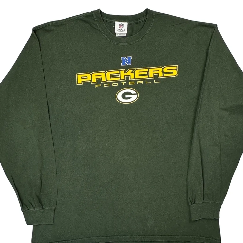 Packers Nfl Football Long Sleeve T-Shirt - XL Green Cotton - Image 4