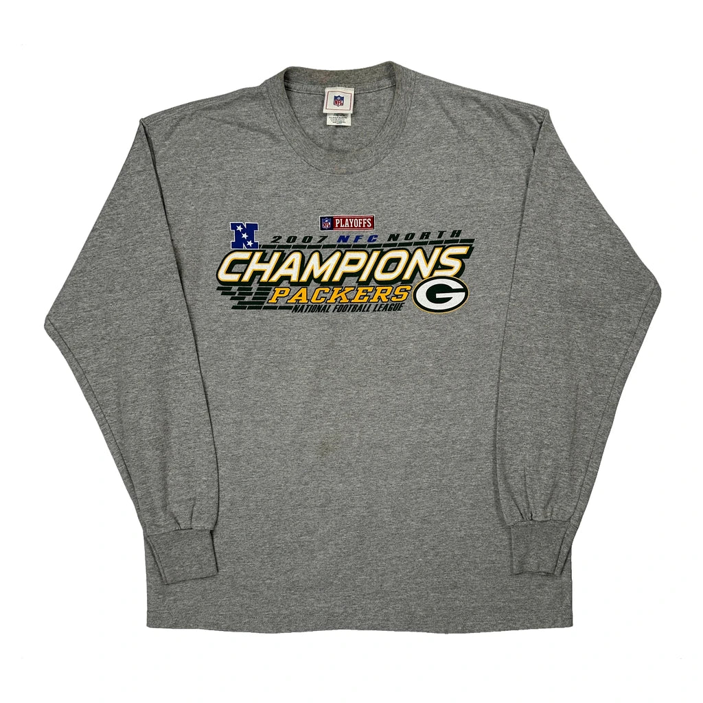 Packers Nfl Long Sleeve T-Shirt - Large Grey Polyester