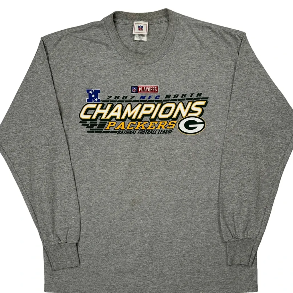 Packers Nfl Long Sleeve T-Shirt - Large Grey Polyester - Image 5