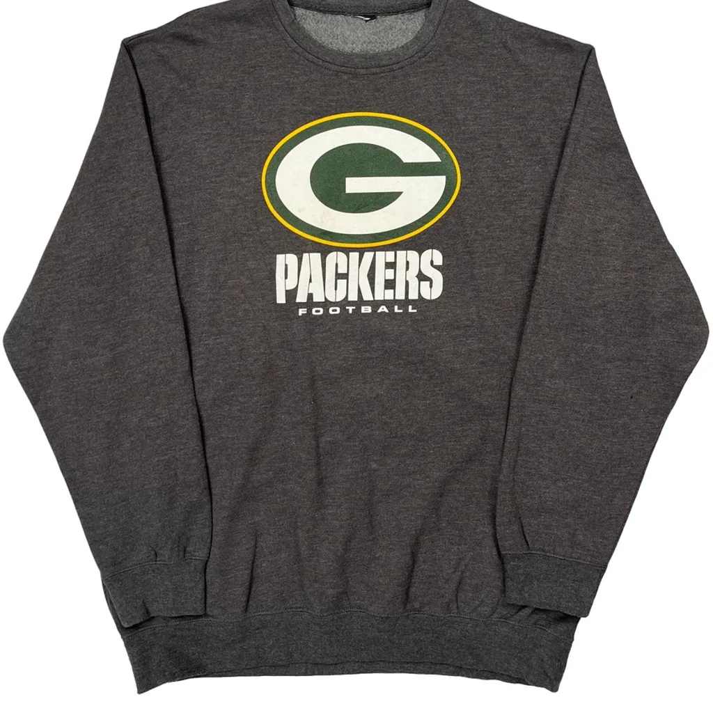 Packers Nfl Sweatshirt - Large Gray Cotton Blend - Image 4