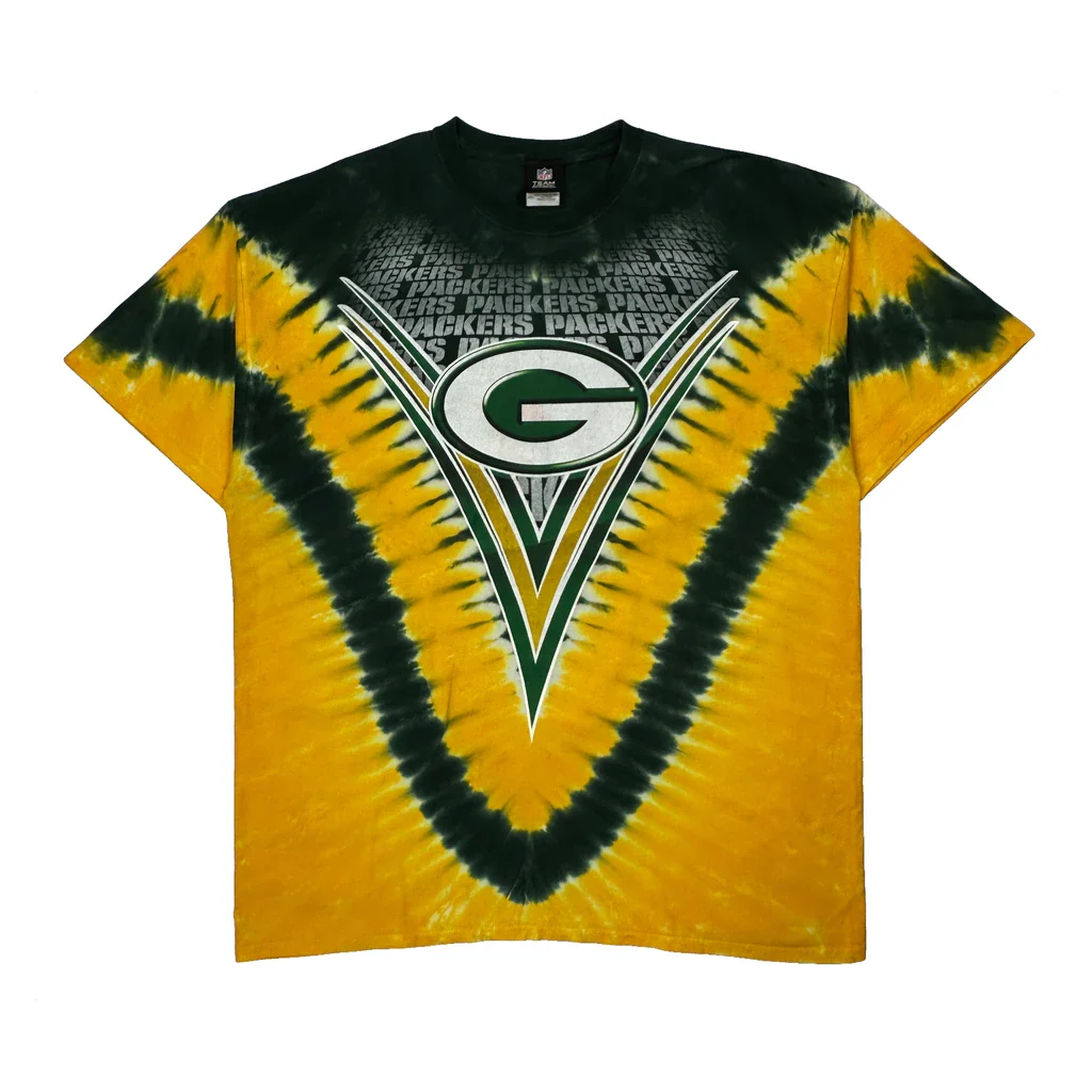 Packers Nfl Tie-Dye T-Shirt - 2XL Yellow Cotton