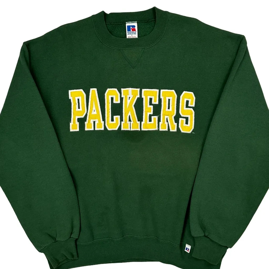 Packers Russell Athletic Nfl Sweatshirt - Large Green Cotton - Image 4