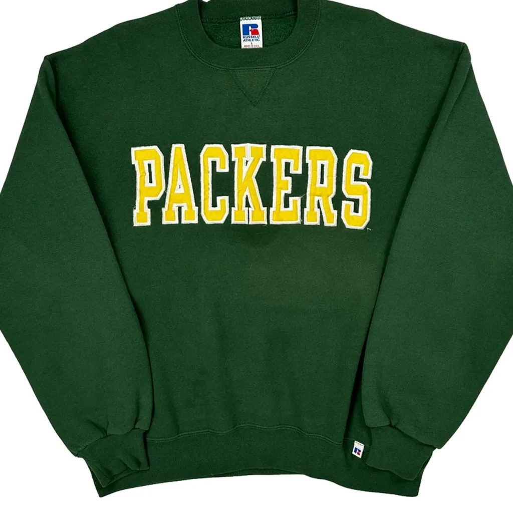 Packers Russell Athletic Nfl Sweatshirt - Large Green Cotton - Image 5