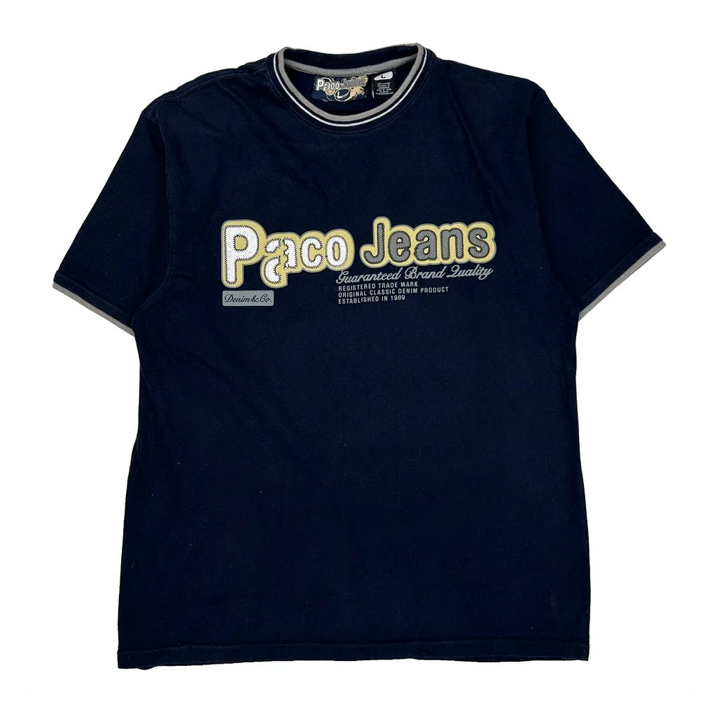 Paco Spellout T-Shirt - Large Navy Cotton