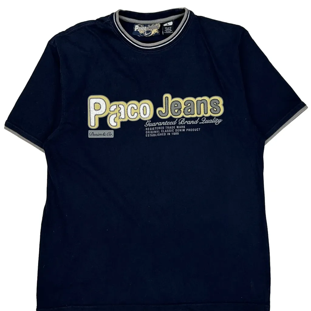 Paco Spellout T-Shirt - Large Navy Cotton - Image 4