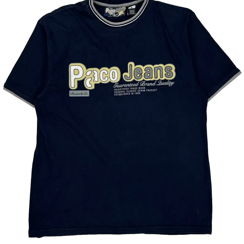 Paco Spellout T-Shirt - Large Navy Cotton - Image 5