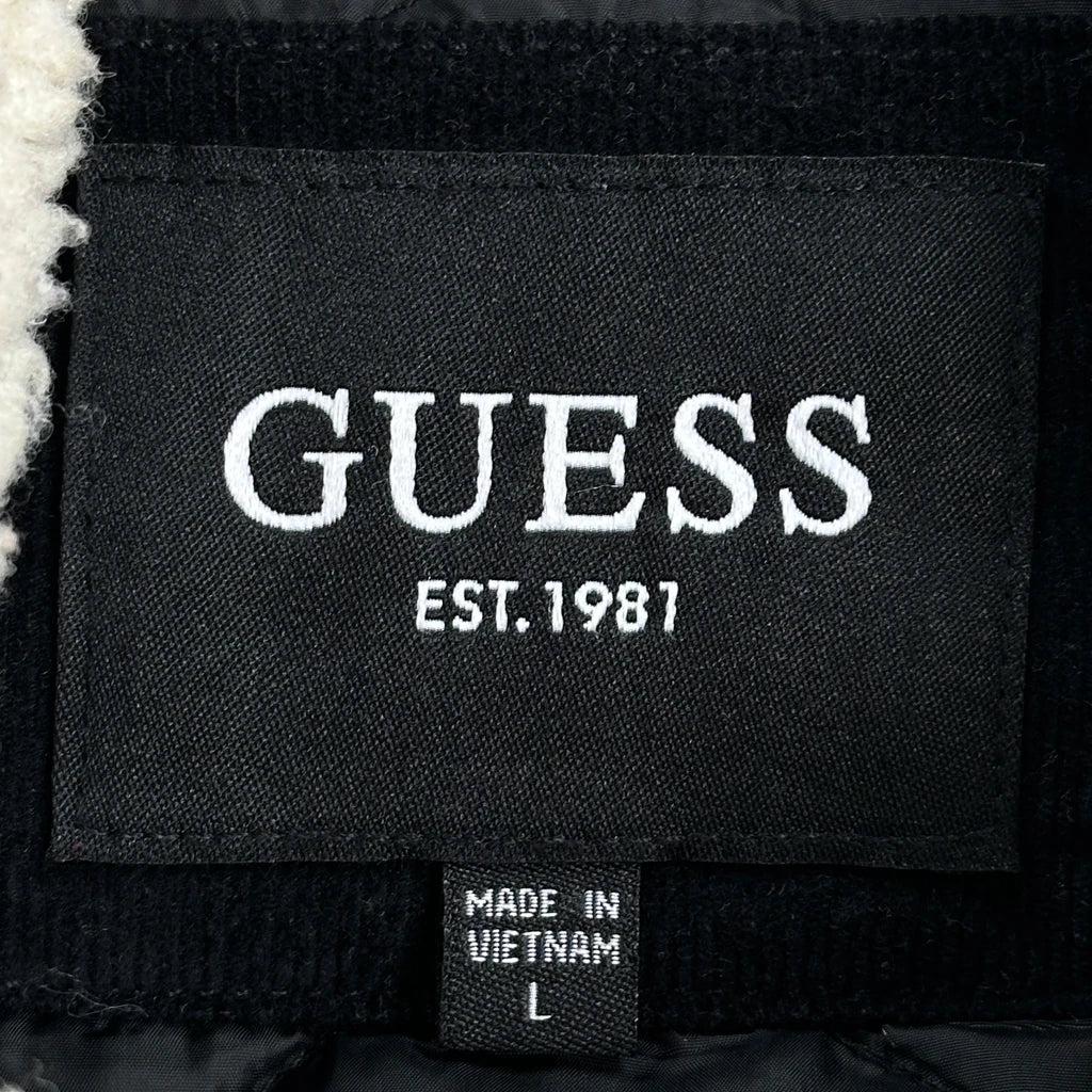 Padded Guess Sherpa Collar Cord Jacket - Large Black Corduroy - Image 3