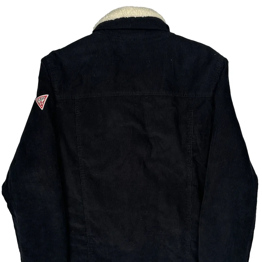 Padded Guess Sherpa Collar Cord Jacket - Large Black Corduroy - Image 6