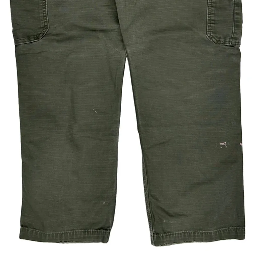 Paint Splattered Carhartt Double Knee Cargo Trousers - 36W 30L Green Cotton - Image 9