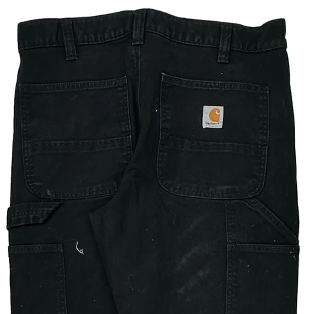 Painted Carhartt Double Knee Carpenter Pants - 33W 30L Black Cotton - Image 7