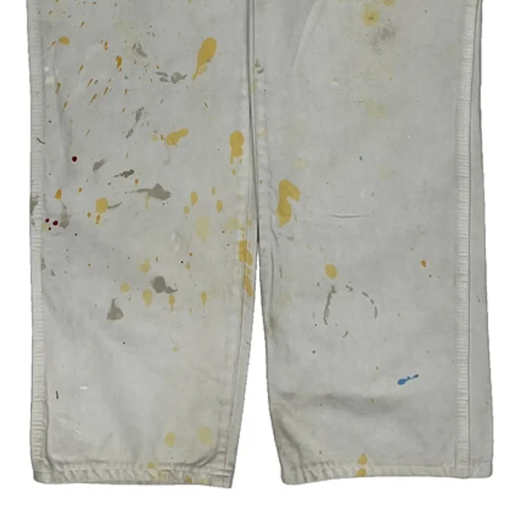 Painted Dickies Carpenter Trousers - 29W 32L White Cotton - Image 9