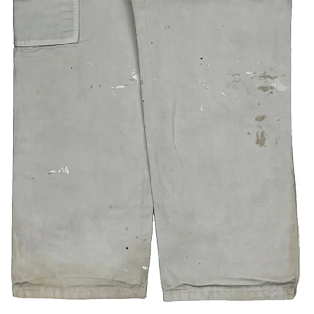 Painted Dickies Carpenter Trousers - 32W 29L White Cotton - Image 6