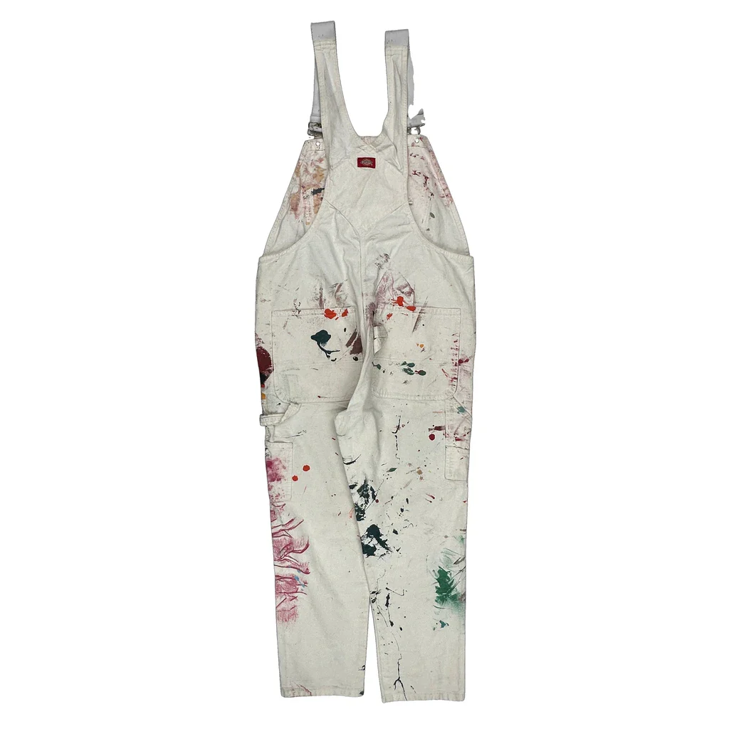 Painted Dickies Dungarees - 34W 34L White Cotton - Image 2