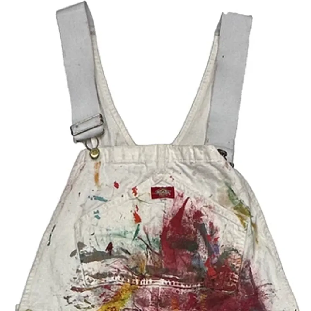 Painted Dickies Dungarees - 34W 34L White Cotton - Image 5