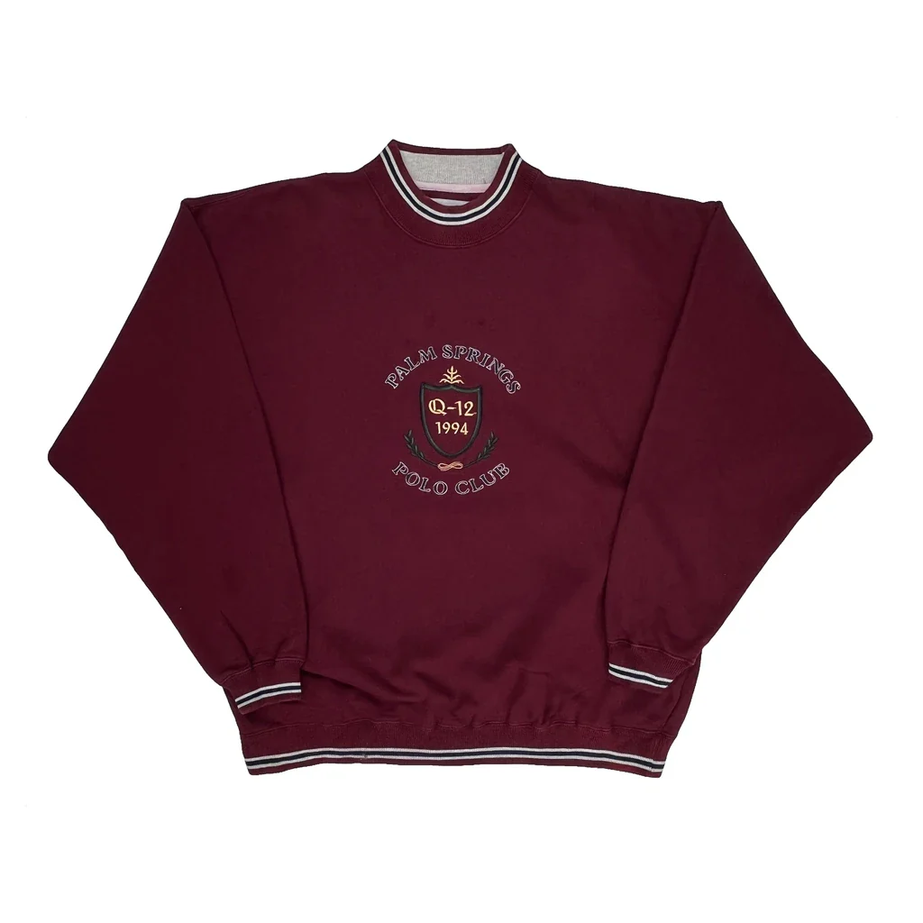 Palm Springs Polo Club Gear Sweatshirt - Large Burgundy Cotton Blend