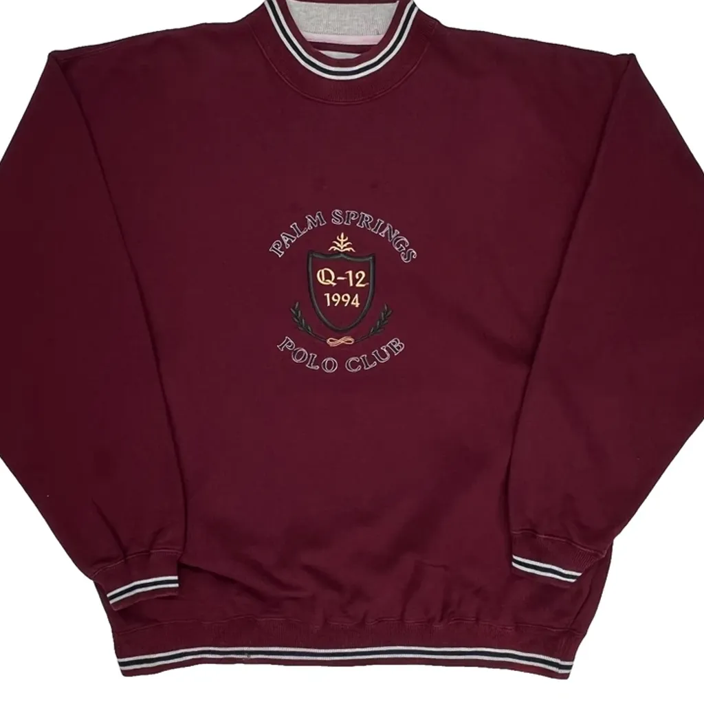 Palm Springs Polo Club Gear Sweatshirt - Large Burgundy Cotton Blend - Image 4
