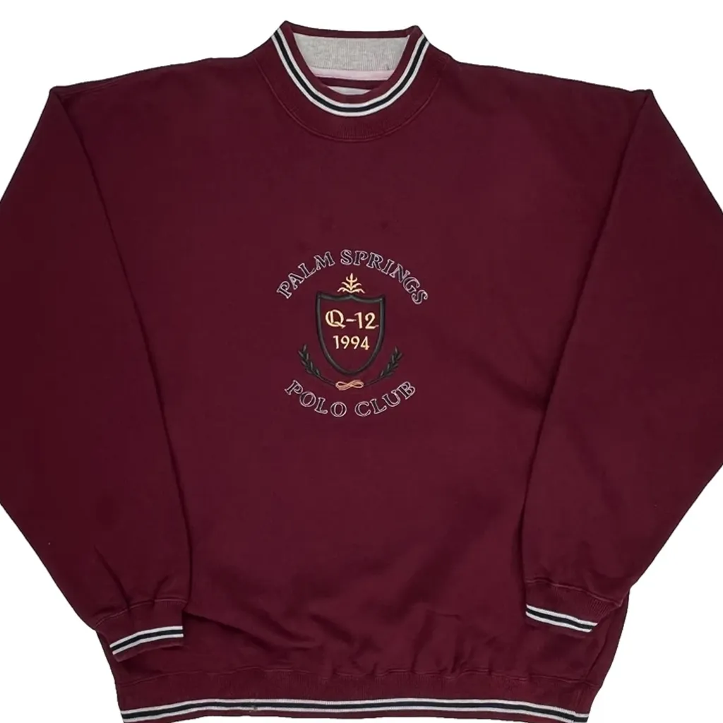 Palm Springs Polo Club Gear Sweatshirt - Large Burgundy Cotton Blend - Image 5