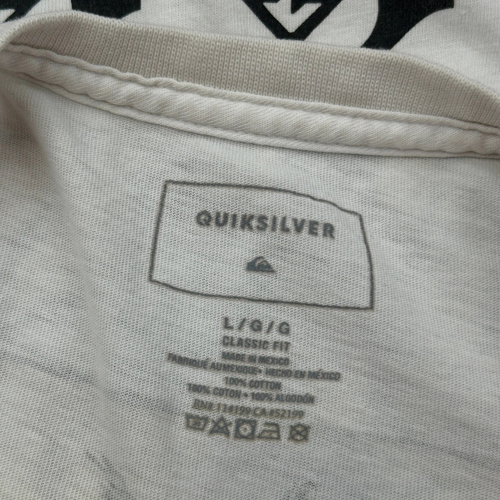 Palm Tree Graphic Quiksilver Graphic T-Shirt - Large White Cotton - Image 3