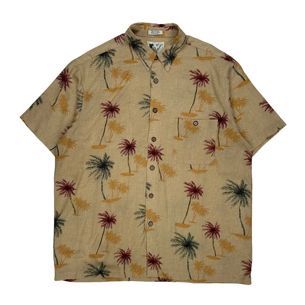 Palm Trees Ron Caribbean Floral Hawaiian Shirt - XL Beige Viscose - Image 2