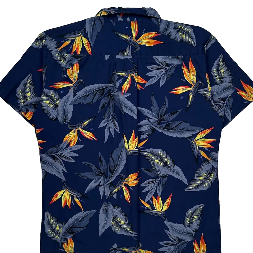 Palmwave Floral Hawaiian Shirt - Large Blue Cotton - Image 6