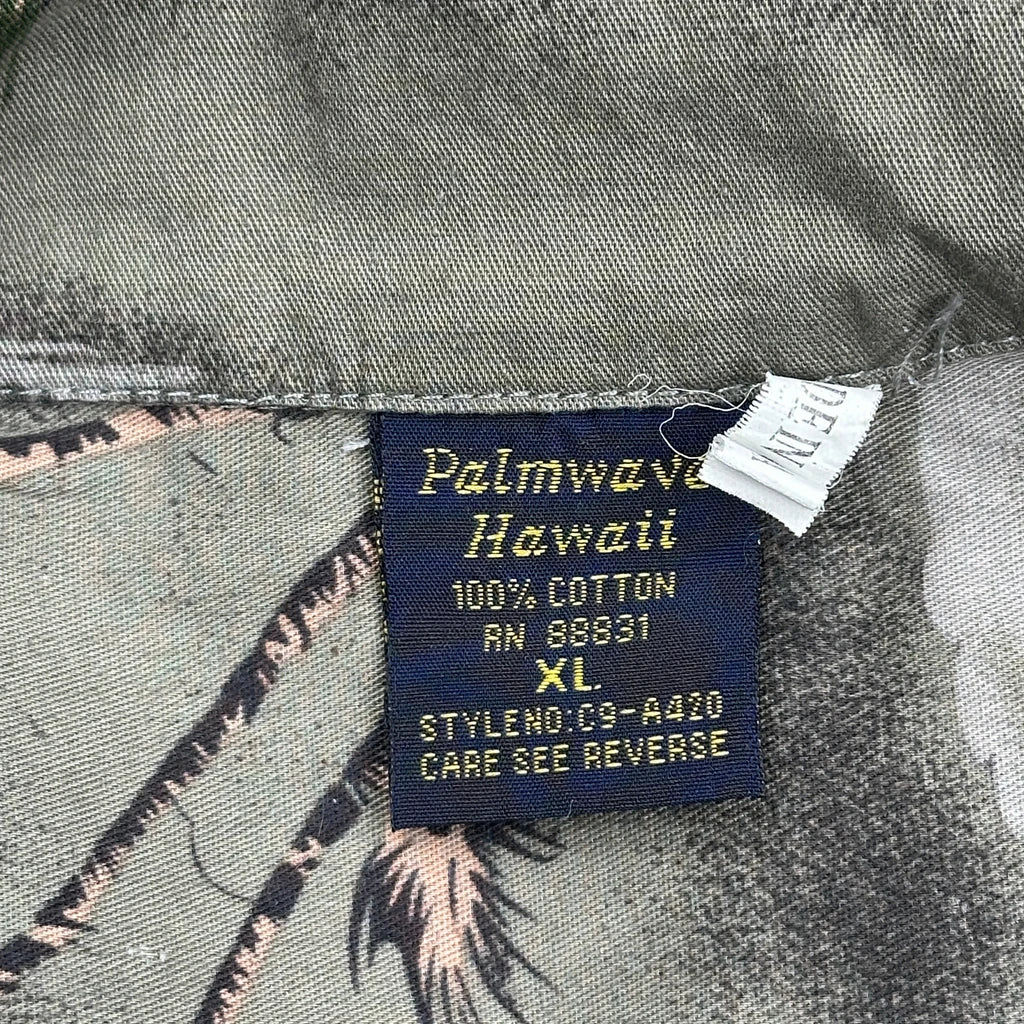 Palmwave Floral Hawaiian Shirt - XL Green Cotton - Image 3