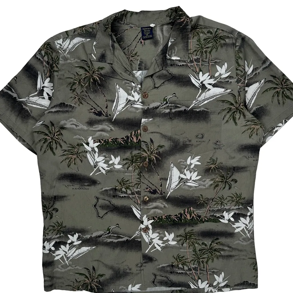 Palmwave Floral Hawaiian Shirt - XL Green Cotton - Image 4