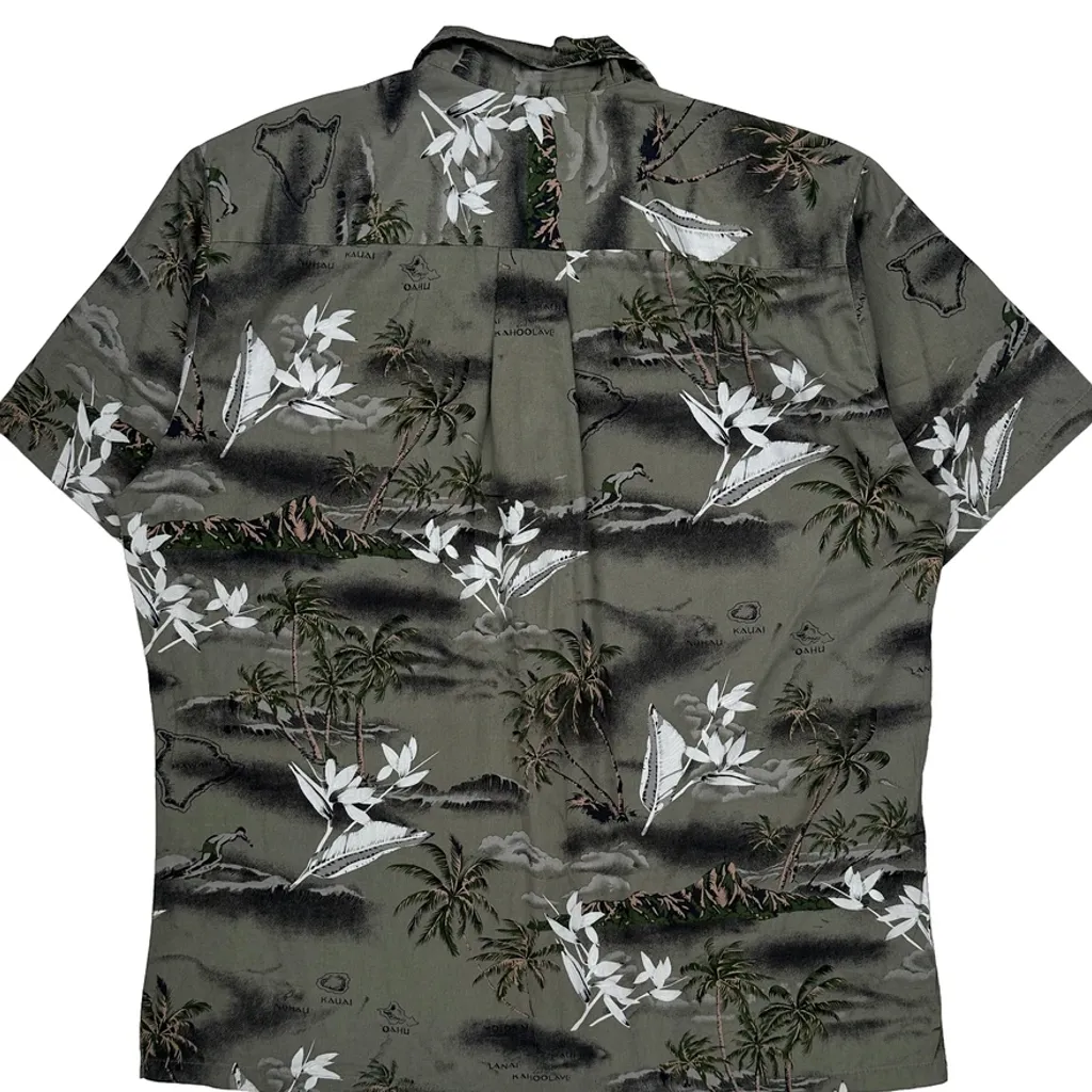 Palmwave Floral Hawaiian Shirt - XL Green Cotton - Image 6