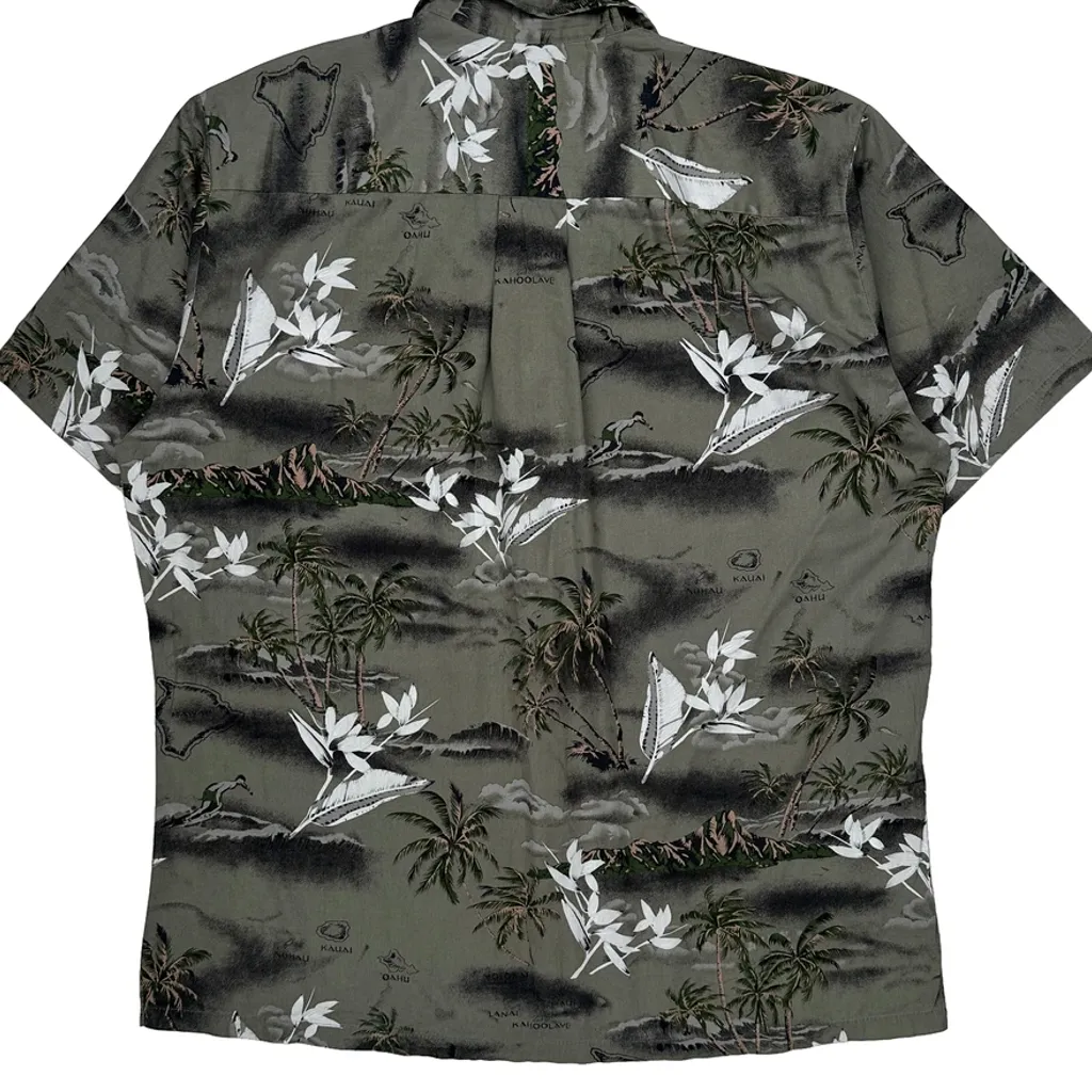 Palmwave Floral Hawaiian Shirt - XL Green Cotton - Image 7