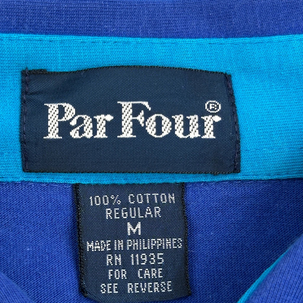 Par Four Striped Polo Shirt - Medium Blue Cotton - Image 3