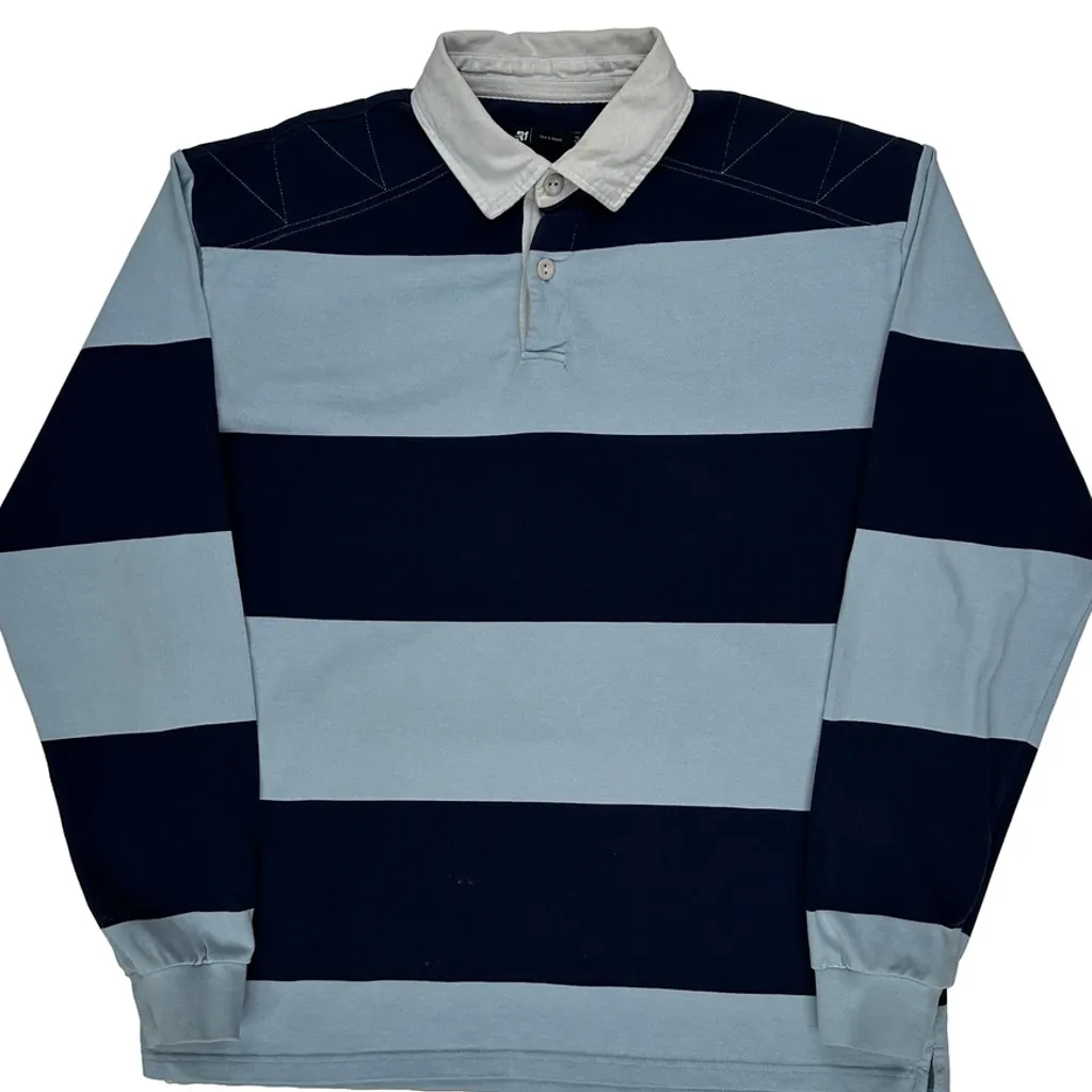Par Simons Striped Rugby Shirt - XL Blue Cotton - Image 5