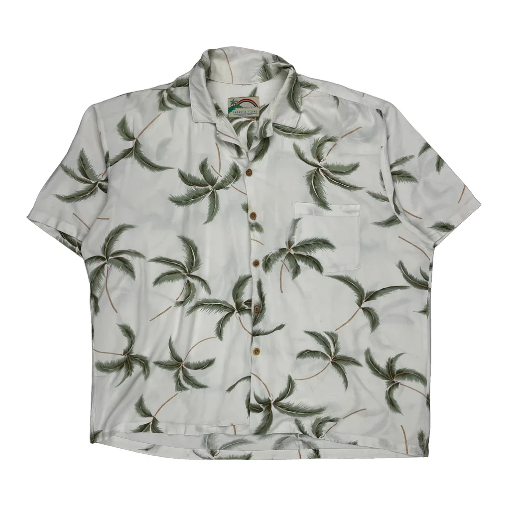Paradise Found Floral Hawaiian Shirt - 3XL White Cotton