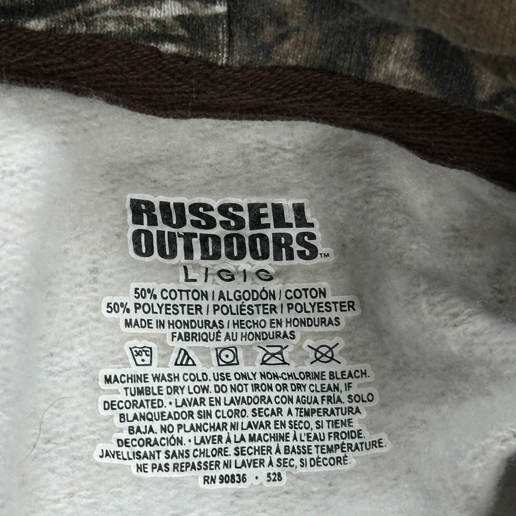 Passion Respect Inspire Dignity Empower Russell Athletic Camo Hoodie - Large Camo Cotton Blend - Image 3