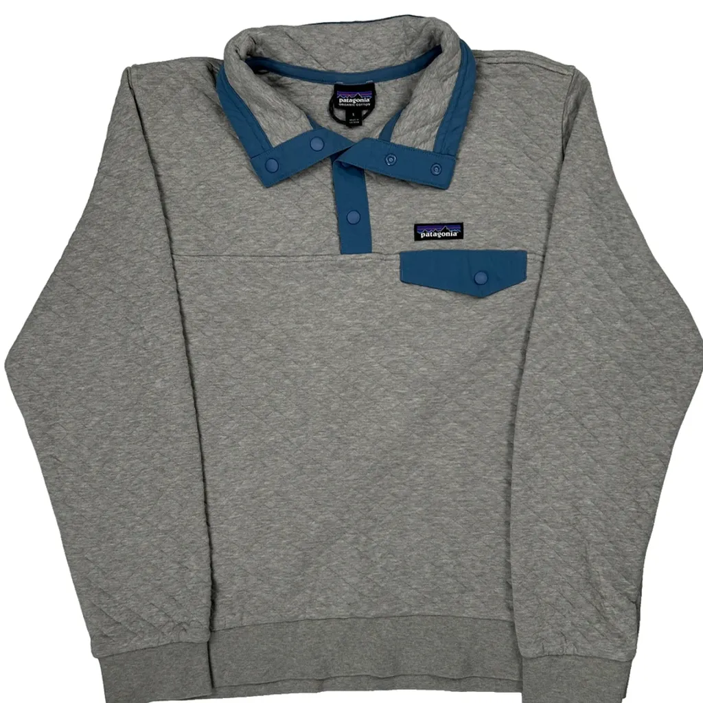 Patagonia Quilted T Snap Fleece - Large Grey Cotton - Image 4