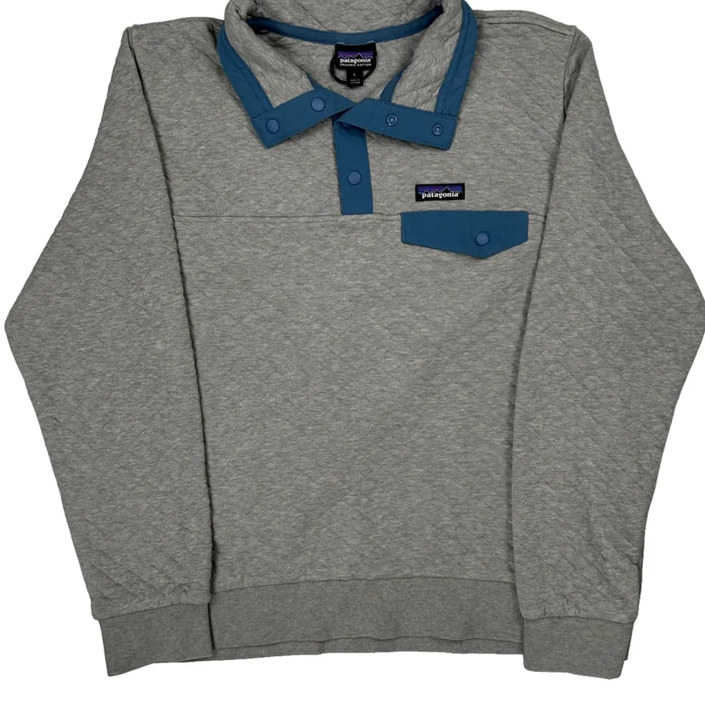 Patagonia Quilted T Snap Fleece - Large Grey Cotton - Image 5