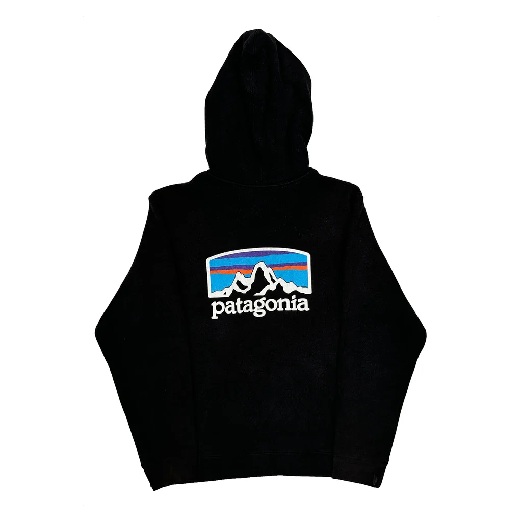 Patagonia Hoodie - Medium Black Cotton Blend - Image 2