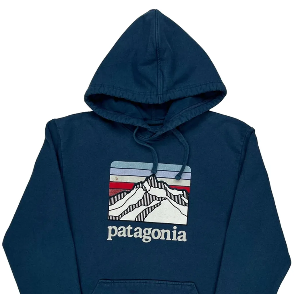 Patagonia Graphic Hoodie - Medium Blue Cotton Blend - Image 5