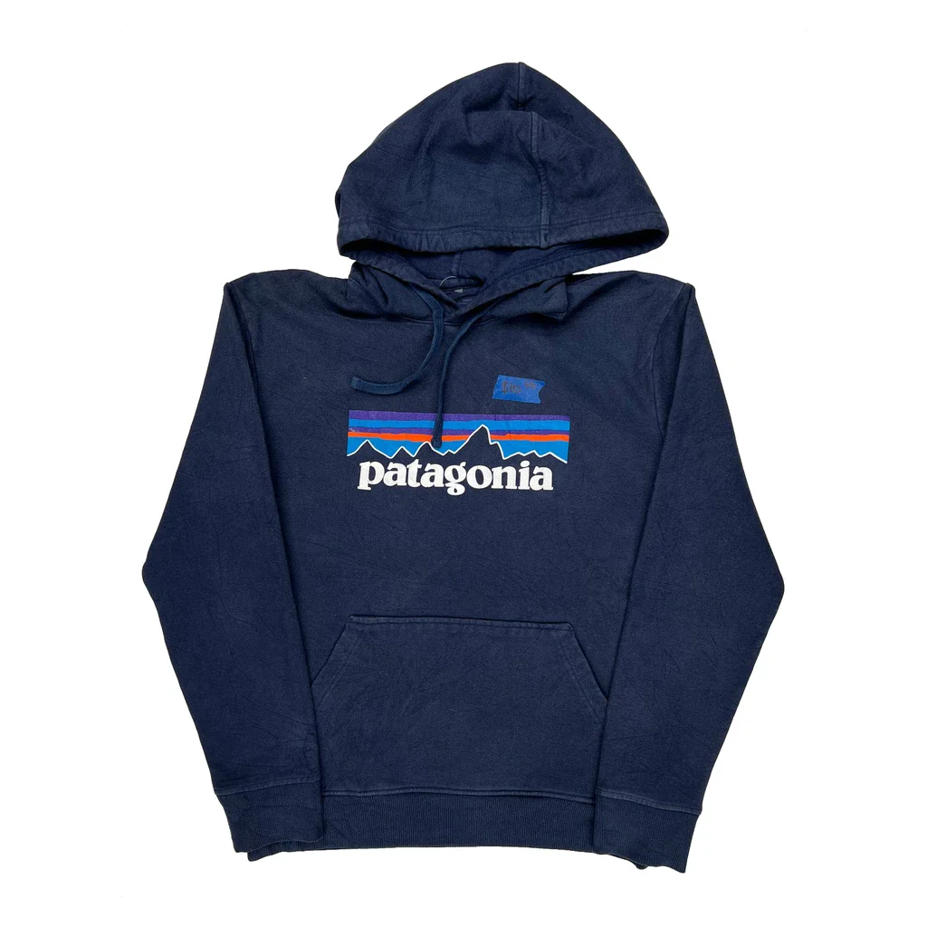 Patagonia Graphic Hoodie - Small Navy Cotton