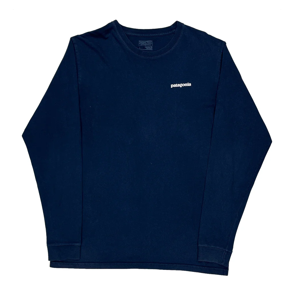 Patagonia Long Sleeve T-Shirt - Large Blue Cotton