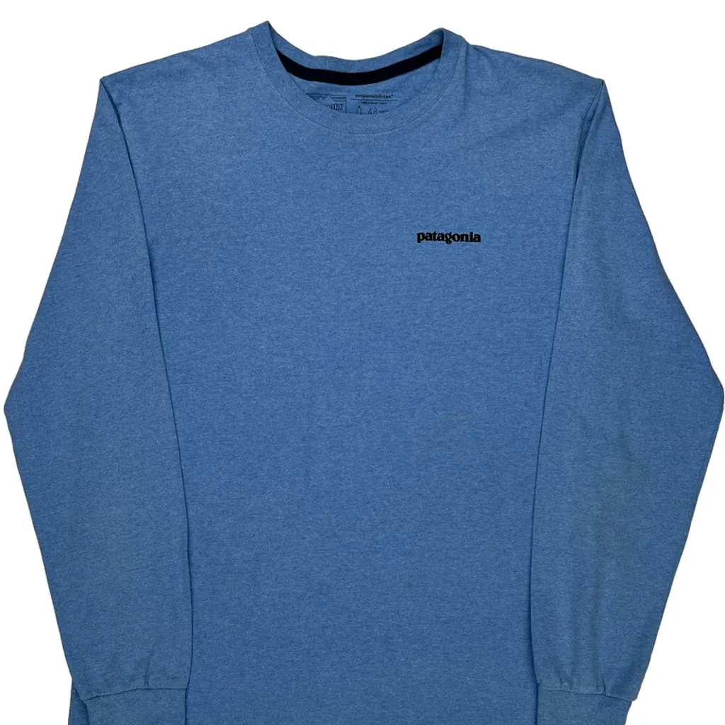 Patagonia Long Sleeve T-Shirt - Medium Blue Cotton Blend - Image 4