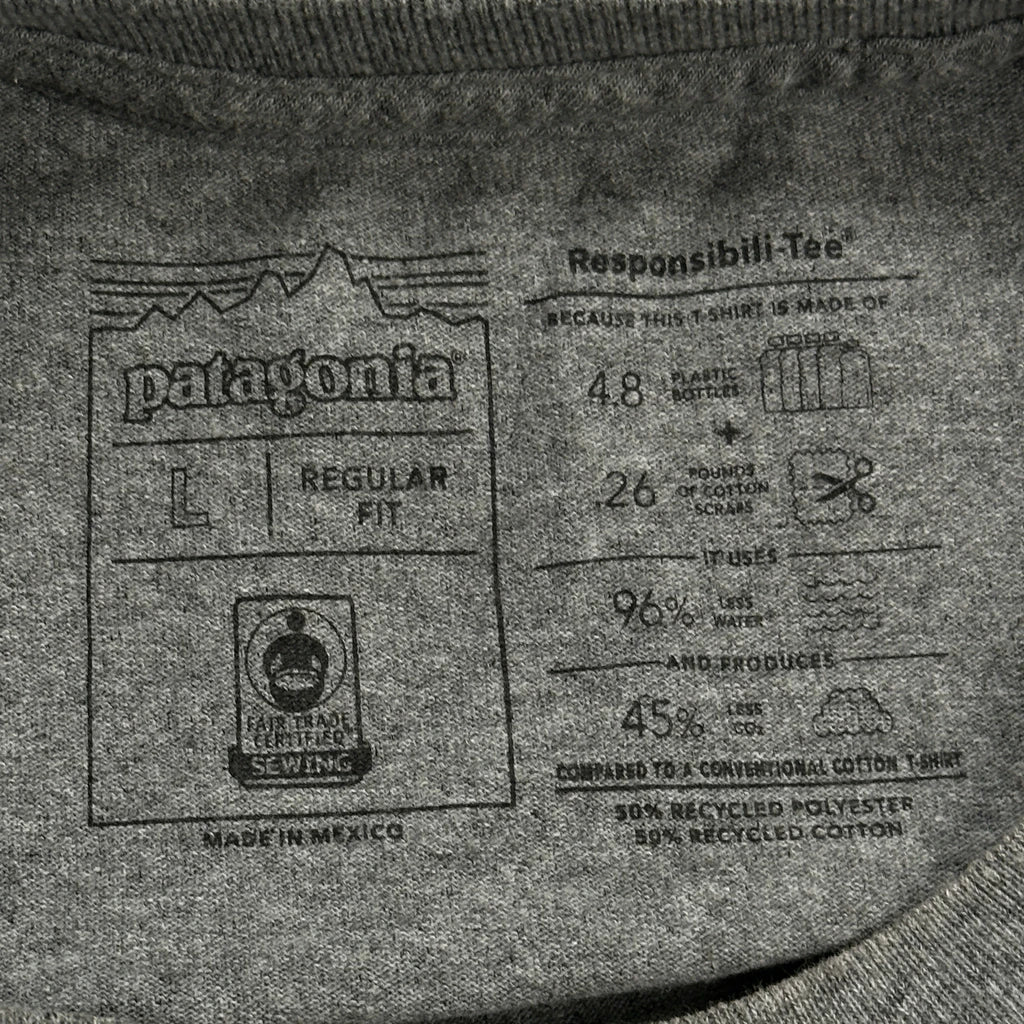 Patagonia Graphic Long Sleeve T-Shirt - Large Gray Cotton - Image 3