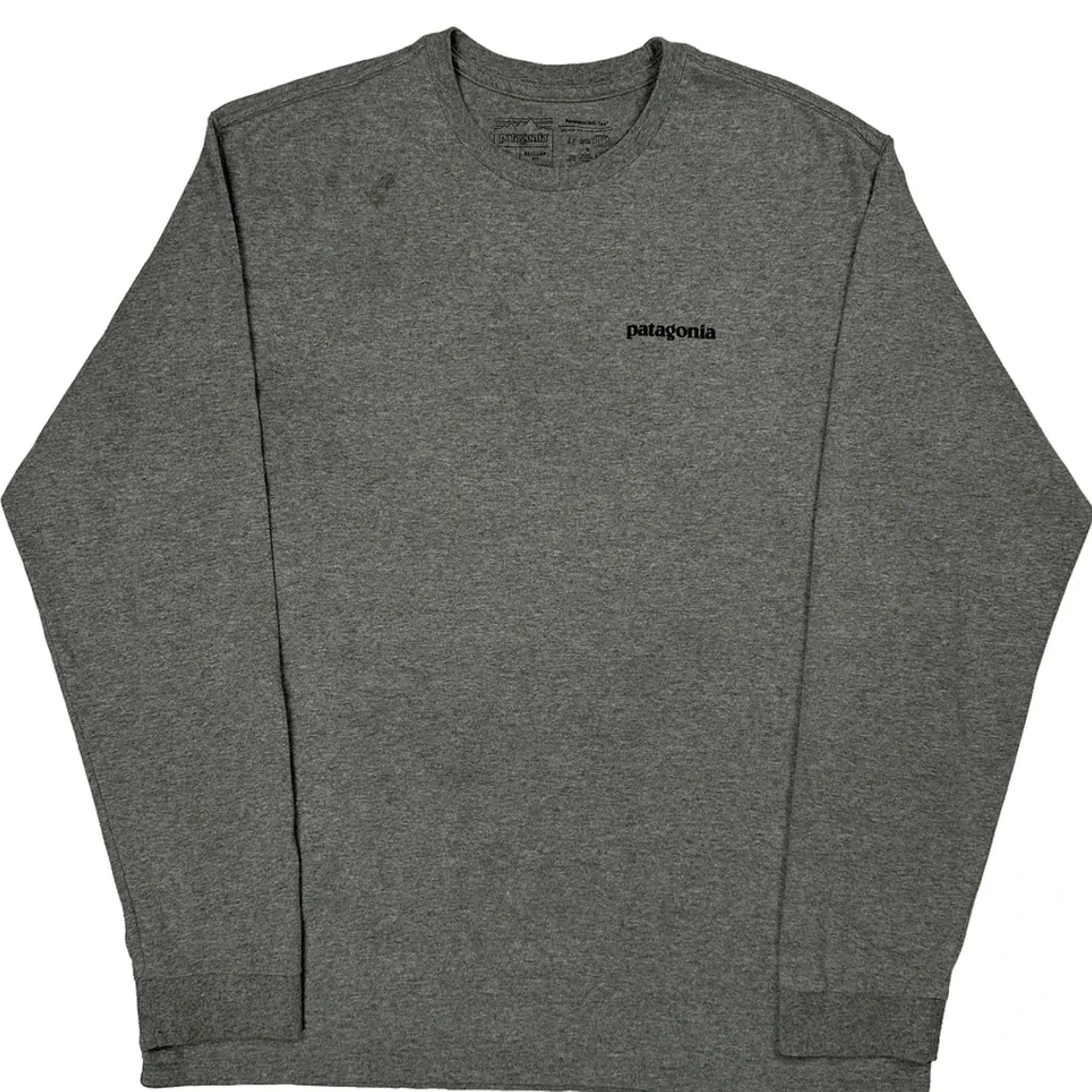 Patagonia Graphic Long Sleeve T-Shirt - Large Gray Cotton - Image 5