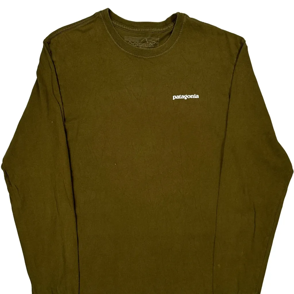 Patagonia Long Sleeve T-Shirt - Medium Green Cotton - Image 4