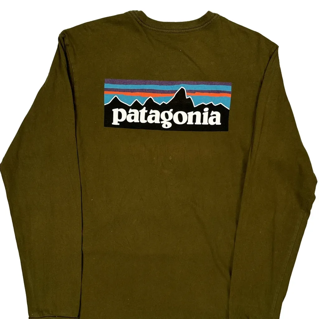 Patagonia Long Sleeve T-Shirt - Medium Green Cotton - Image 7