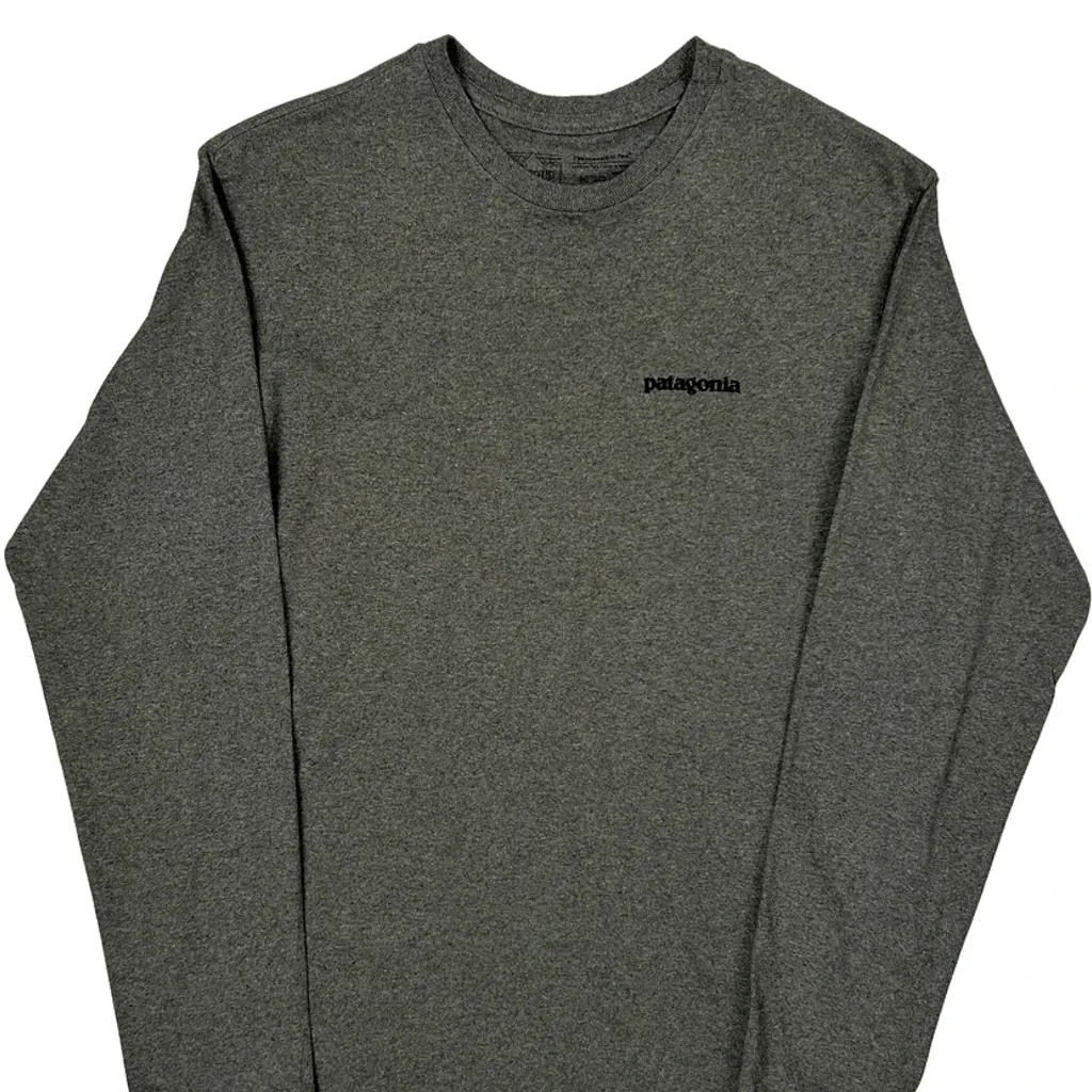 Patagonia Graphic Long Sleeve T-Shirt - XS Grey Cotton - Image 4
